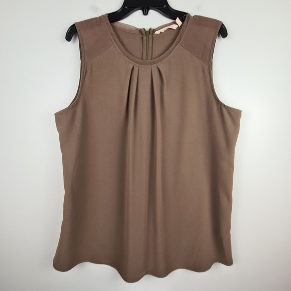 Soft Surroundings Women's Blouse L Teagan‎ Tank Tunic Brown Sleeveless Office - Picture 1 of 8